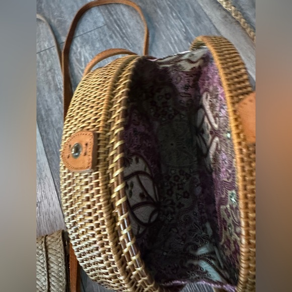 Set of 3 Woven Straw Crossbody Bags - Natural Brown - Picture 2 of 2